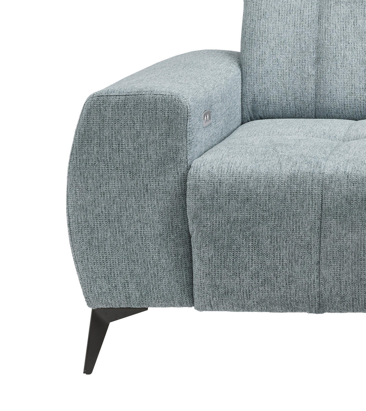 ECKSOFA in Chenille Mintgrün  - Schwarz/Mintgrün, Modern, Textil/Metall (261/200cm) - Livetastic