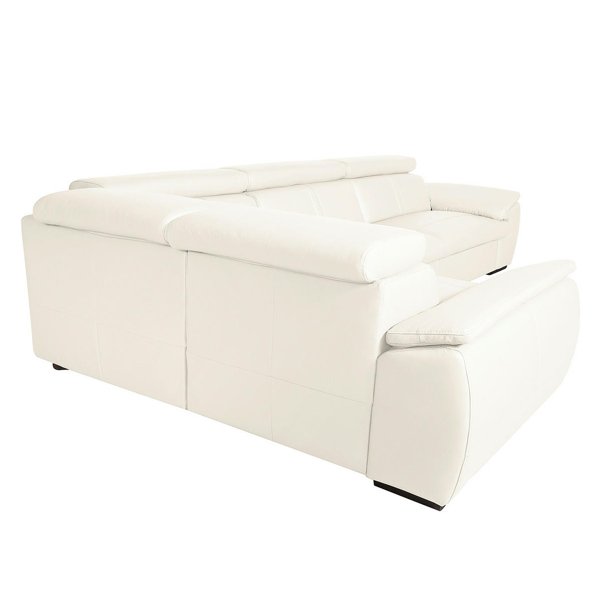 ECKSOFA Weiß Echtleder  - Wengefarben/Weiß, Design, Leder/Holz (193/265cm) - Livetastic