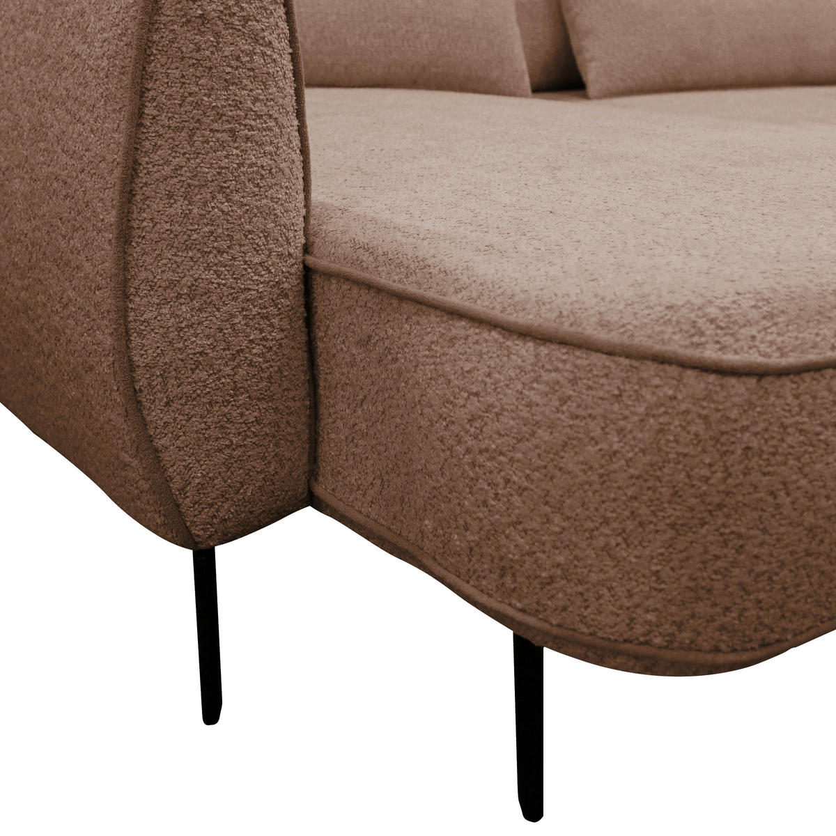 ECKSOFA in Bouclé Braun  - Creme/Schwarz, Design, Textil/Metall (204/273cm) - MID.YOU