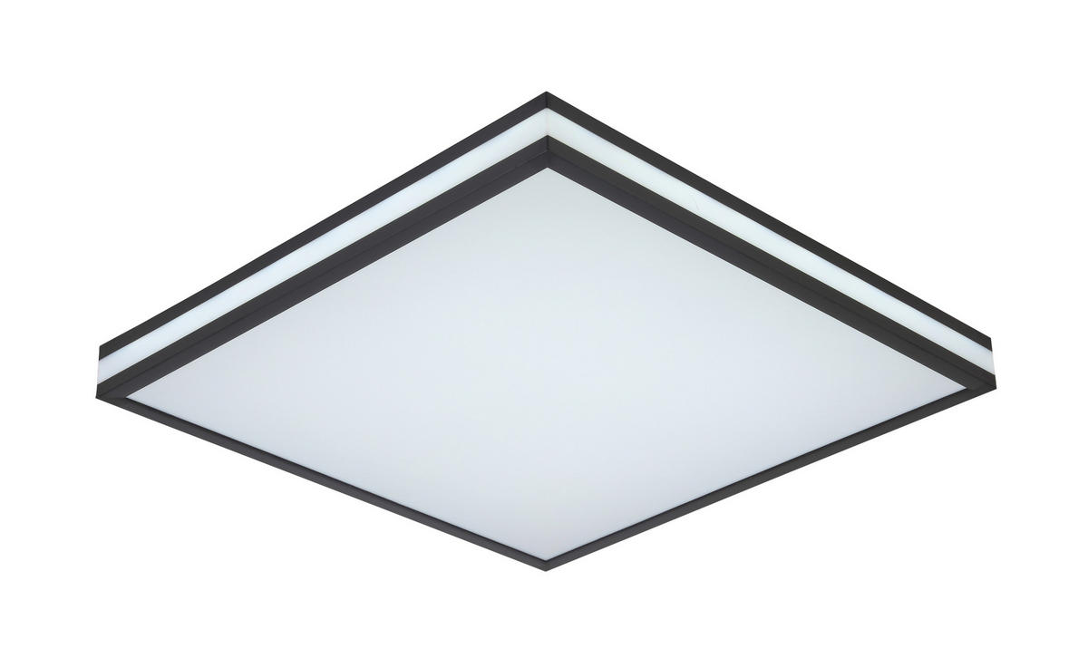 STROPNÉ LED SVIETIDLO, 45/45/7,5 cm - čierna/biela, Lifestyle, kov/plast (45/45/7,5cm) - Novel
