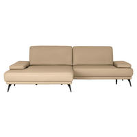 ECKSOFA Echtleder Sandfarben  - Sandfarben/Schwarz, Konventionell, Leder/Metall (180/301cm) - Joop!