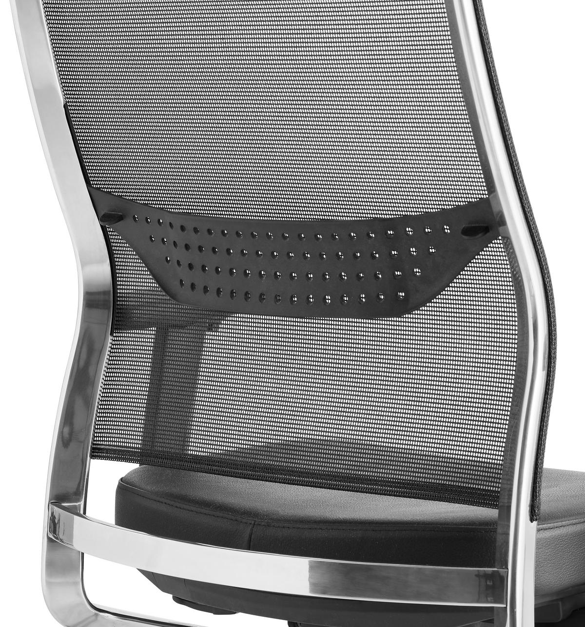 DREHSTUHL  in Netz Schwarz, Alufarben  - Schwarz/Alufarben, Design, Leder/Textil (48/105-115/55cm) - Topstar