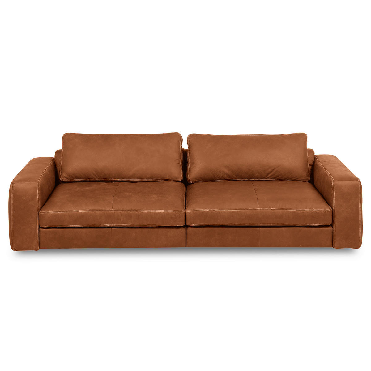 3-SITZER-SOFA  in Echtleder Karamell   - Beige/Karamell, Design, Leder/Kunststoff (300/85/123cm) - Livetastic