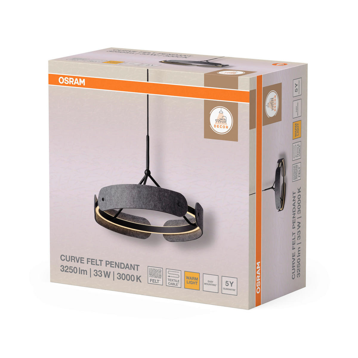 LED-HÄNGELEUCHTE 43/150 cm  - Dunkelgrau, Basics, Kunststoff/Textil (43/150cm) - Osram