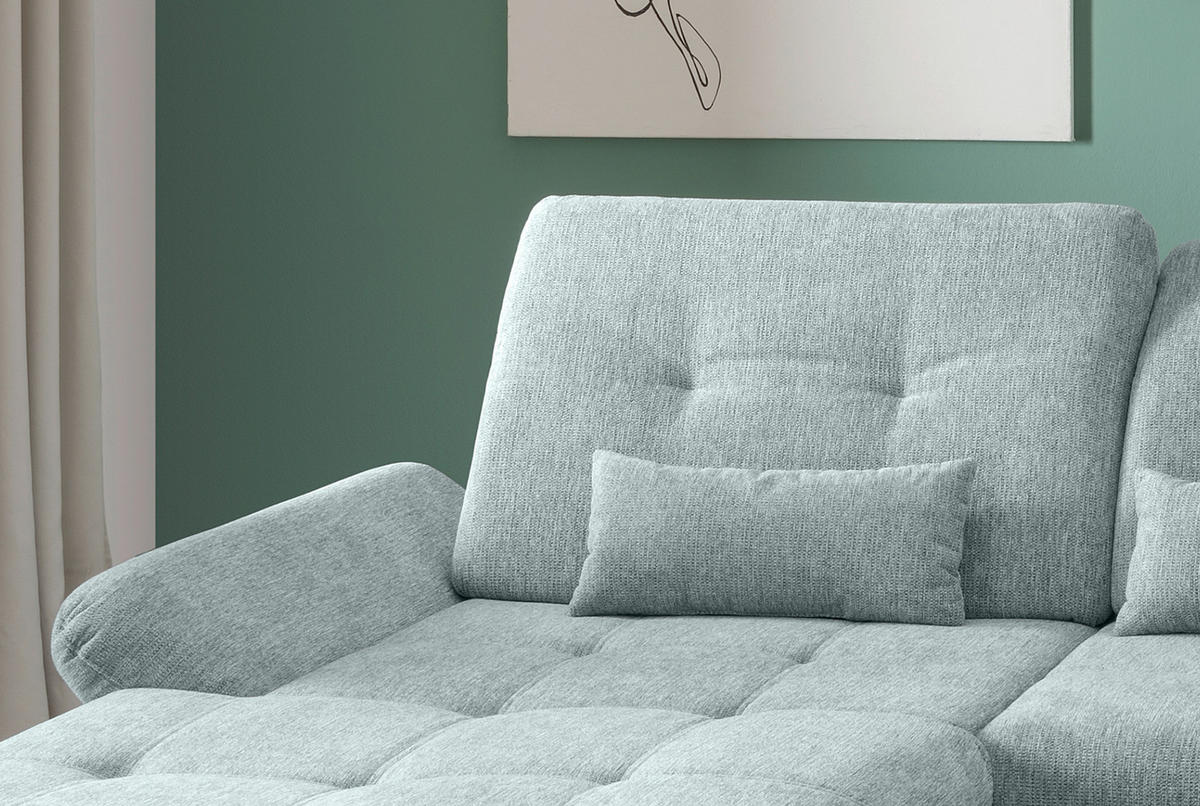 WOHNLANDSCHAFT in Chenille Blau  - Chromfarben/Blau, Design, Textil/Metall (195/376/254cm) - Livetastic