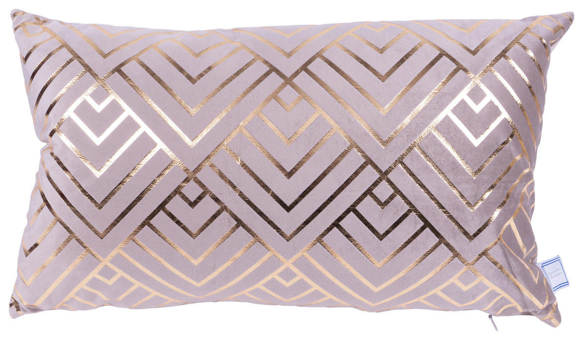 SADA DEKORAČNÝCH VANKÚŠOV 30x45/50x45 cm - sivohnedá/zlatá, Konventionell, textil (30x45/50x45cm)