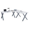 ECKSCHREIBTISCH 190/80/76 cm  in Silberfarben, Weiss  - Weiss/Silberfarben, Modern, Holzwerkstoff/Metall (190/80/76cm) - MID.YOU