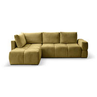 ECKSOFA in Chenille Senfgelb  - Senfgelb/Schwarz, Design, Textil/Metall (267/185cm) - Stylife