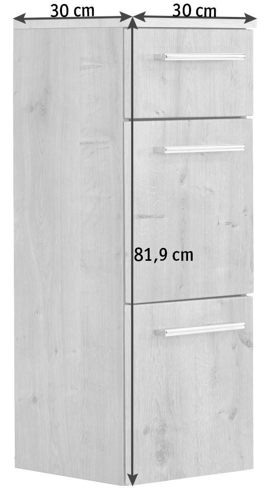 MIDISCHRANK 30/81,9/30 cm  - Chromfarben/Eichefarben, Design, Holzwerkstoff/Metall (30/81,9/30cm)