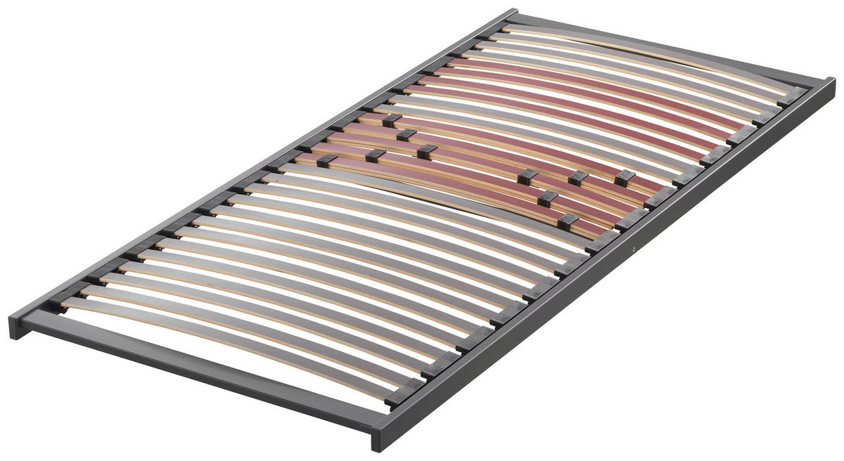 LATTENROSTSET 200/200 cm Mittelzone verstellbar, Birke  - Dunkelgrau/Rot, Basics, Holz (200/200cm) - Novel
