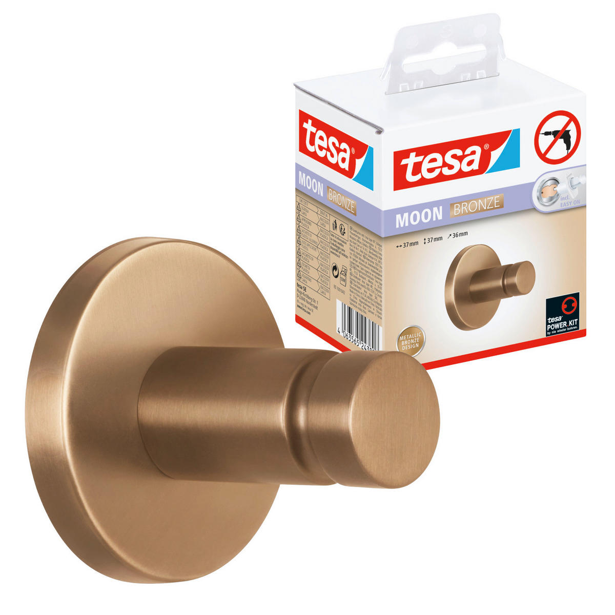 HANDTUCHHAKEN - Bronzefarben, Basics, Metall (3,68/3,68/3,55cm) - Tesa