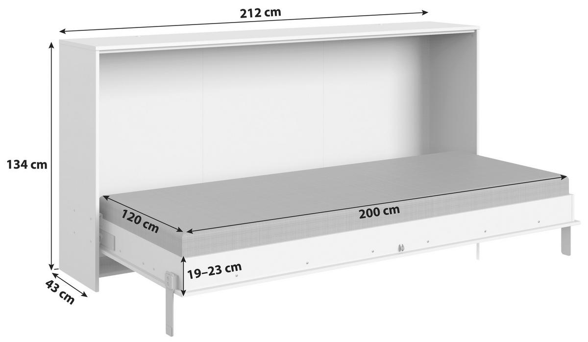 SCHRANKBETT 120/200 cm Weiss, Eichefarben  - Weiss/Eichefarben, Konventionell, Holz/Holzwerkstoff (120/200cm) - MID.YOU