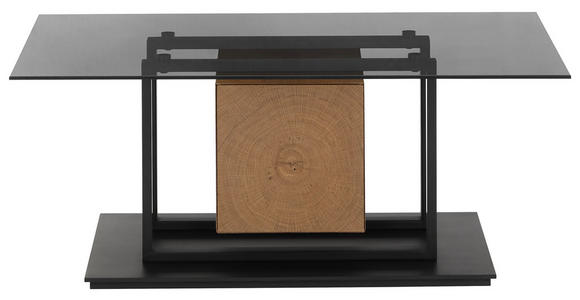 COUCHTISCH Eiche furniert Sicherheitsglas 110/70/45 cm rechteckig Schwarz, Eichefarben - Eichefarben/Schwarz, Design, Glas/Holz (110/70/45cm) - Novel