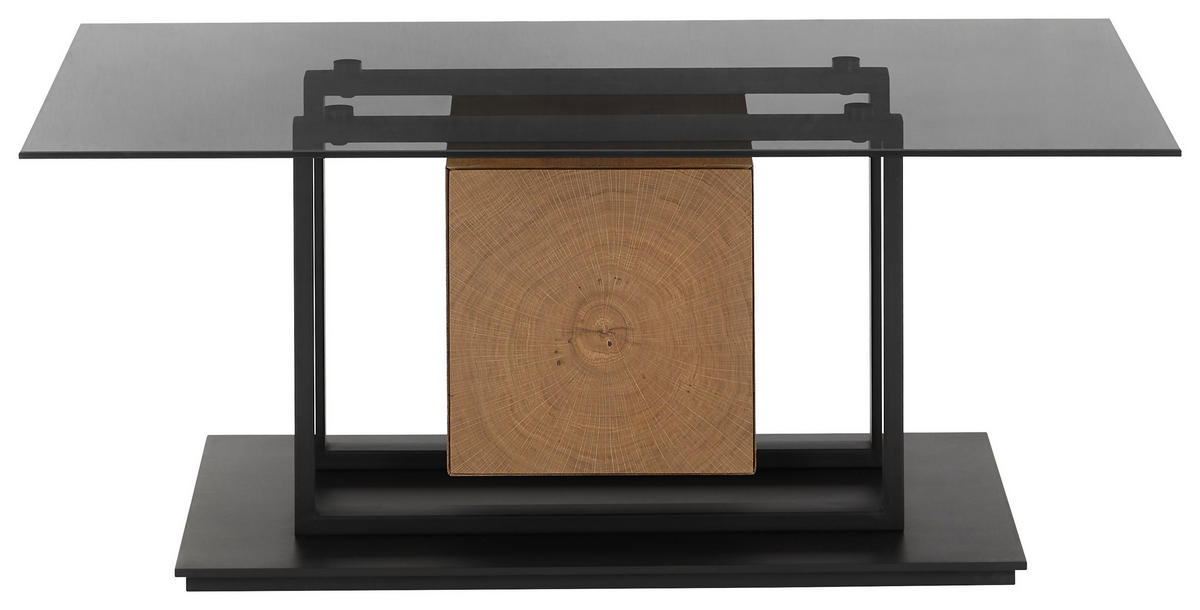 COUCHTISCH in Holz, Glas, Holzwerkstoff 110/70/45 cm  - Eichefarben/Schwarz, Design, Glas/Holz (110/70/45cm) - Novel