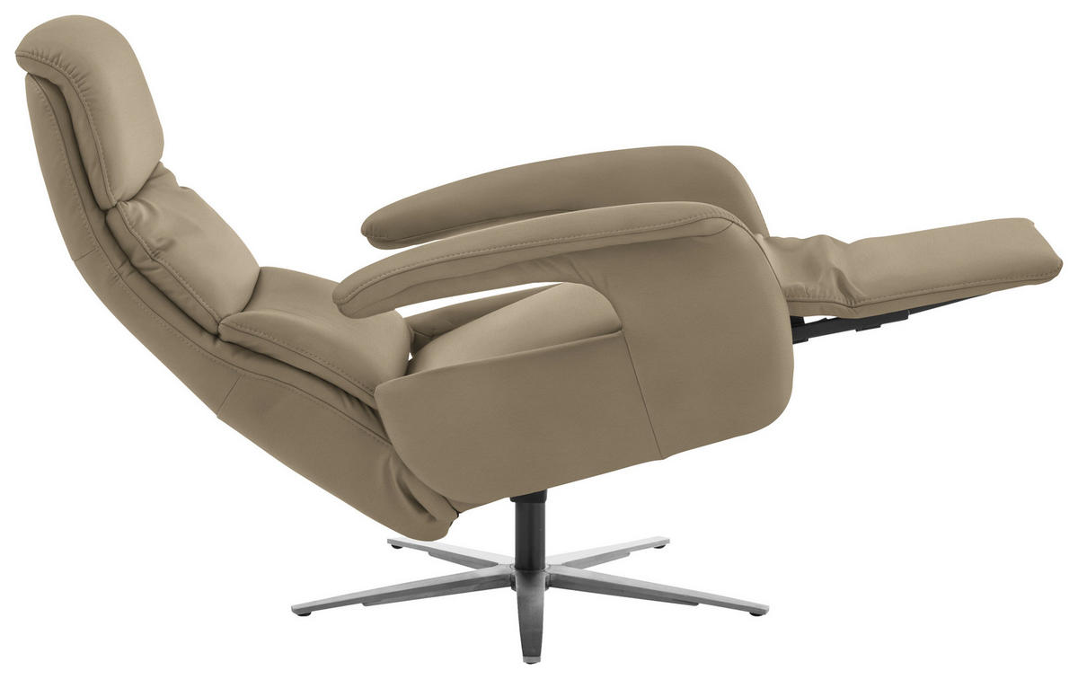 RELAXSESSEL in Leder Schlammfarben  - Edelstahlfarben/Schlammfarben, Design, Leder/Metall (76/119/86cm) - Dieter Knoll