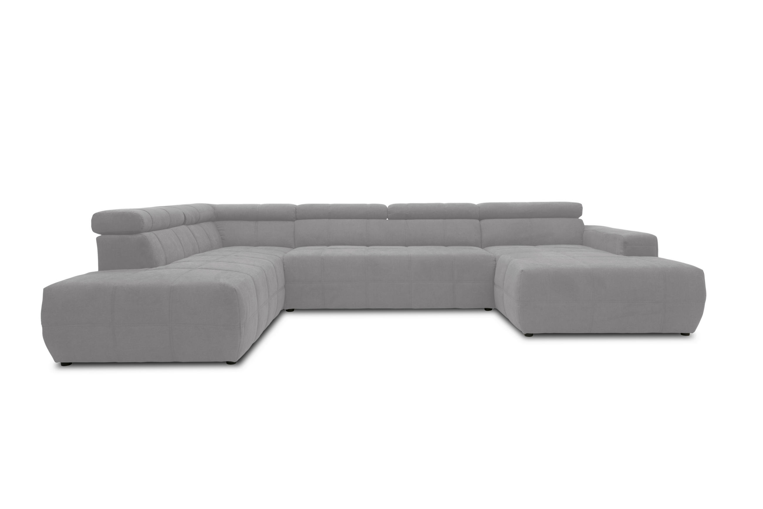 WOHNLANDSCHAFT Silberfarben Mikrofaser - Silberfarben/Schwarz, Design, Kunststoff/Textil (228/359/175cm) - MID.YOU