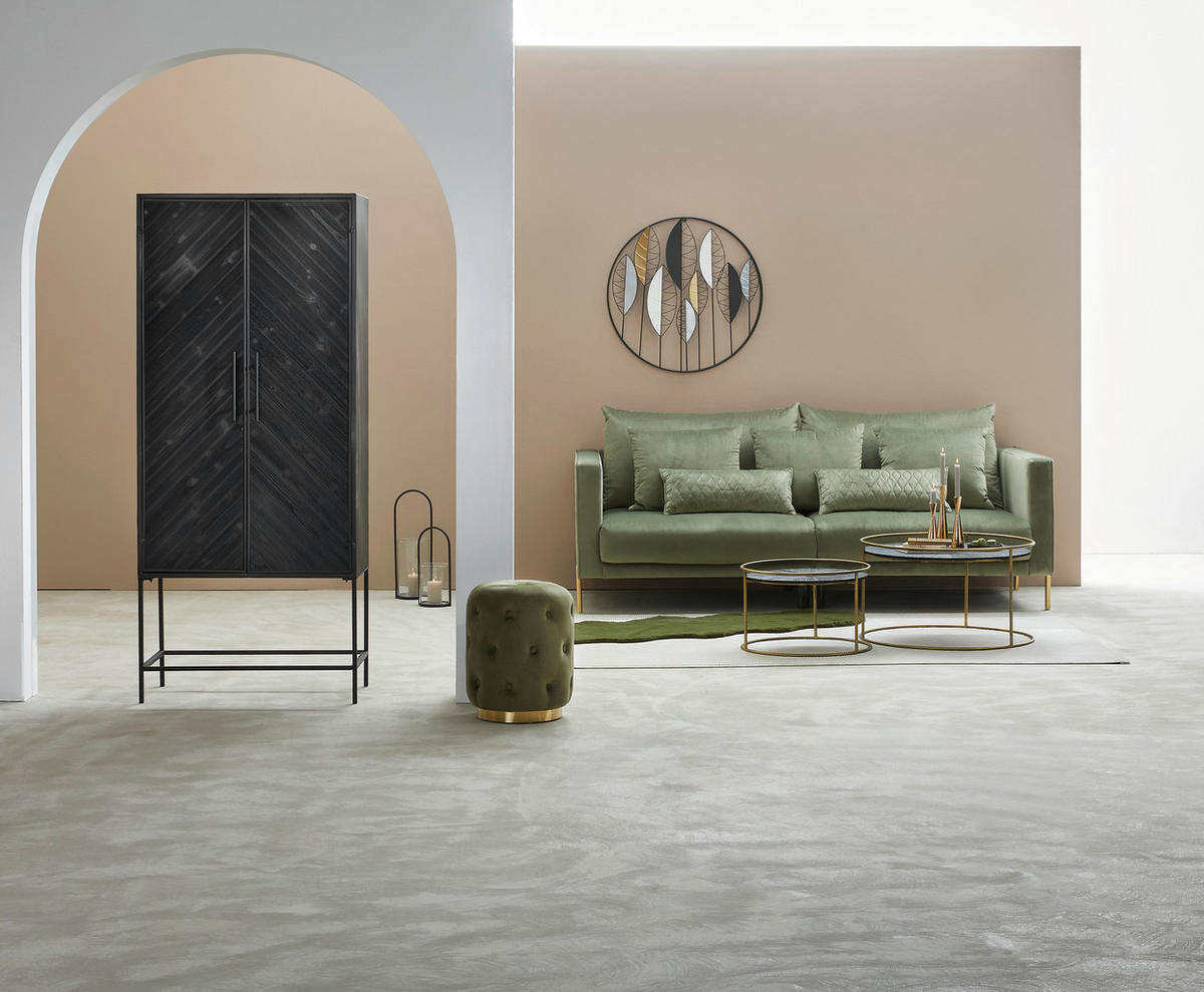 BIGSOFA Samt Salbeigrün  - Salbeigrün/Goldfarben, Trend, Textil/Metall (230/94/110cm) - Ambia Home