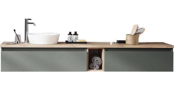 WASCHTISCHKOMBI 200 cm - Eichefarben/Weiß, Design, Keramik/Holzwerkstoff (200cm) - Novel