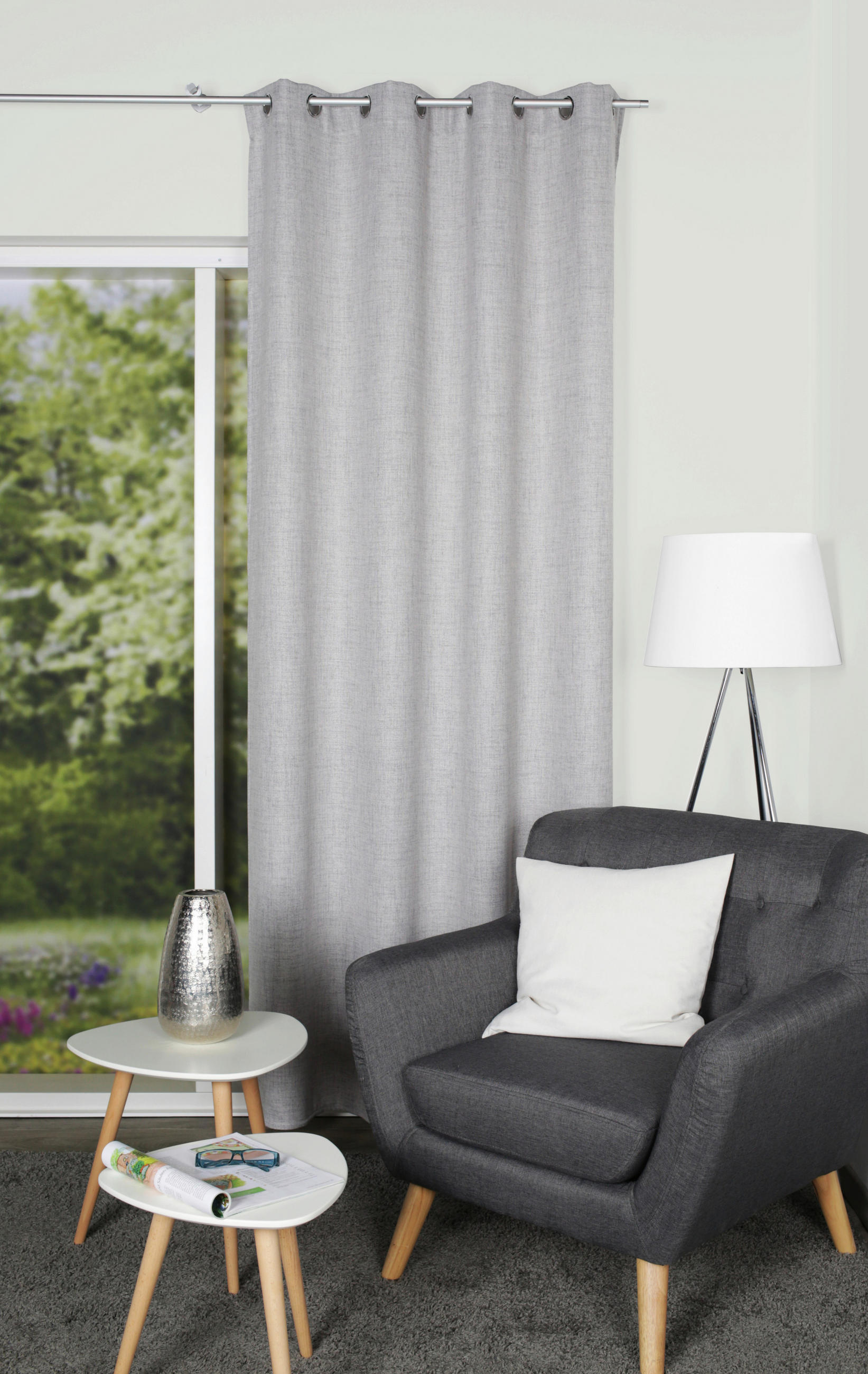ÖSENSCHAL blickdicht 140/145 cm   - Grau, Basics, Textil (140/145cm)