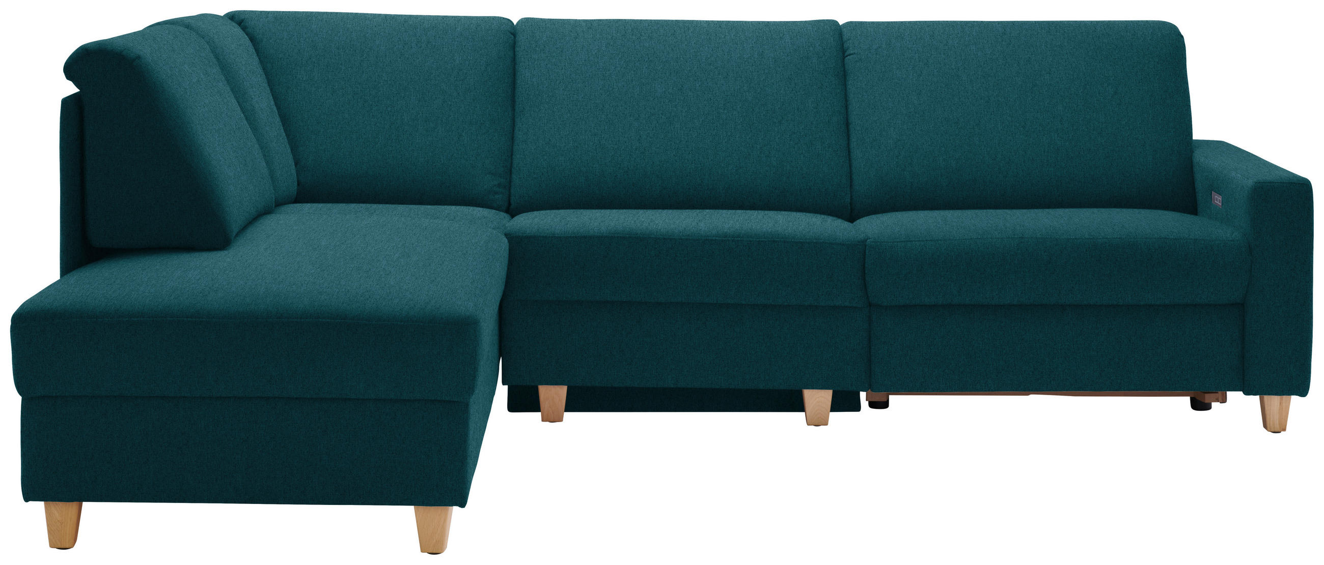 ECKSOFA in Flachgewebe Petrol  203/261 cm  - Eichefarben/Petrol, KONVENTIONELL, Holz/Textil (203/261cm) - Sedda
