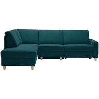ECKSOFA in Flachgewebe Petrol  203/261 cm  - Eichefarben/Petrol, KONVENTIONELL, Holz/Textil (203/261cm) - Sedda