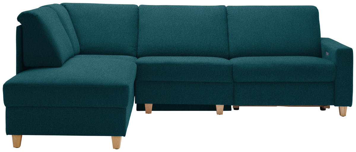 ECKSOFA in Flachgewebe Petrol  203/261 cm  - Eichefarben/Petrol, KONVENTIONELL, Holz/Textil (203/261cm) - Sedda