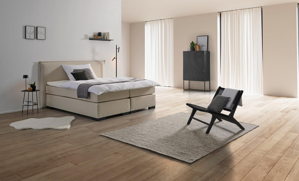 BOXSPRINGBETT 180/200 cm  in Beige  - Beige/Schwarz, MODERN, Karton/Holz (180/200cm) - MID.YOU