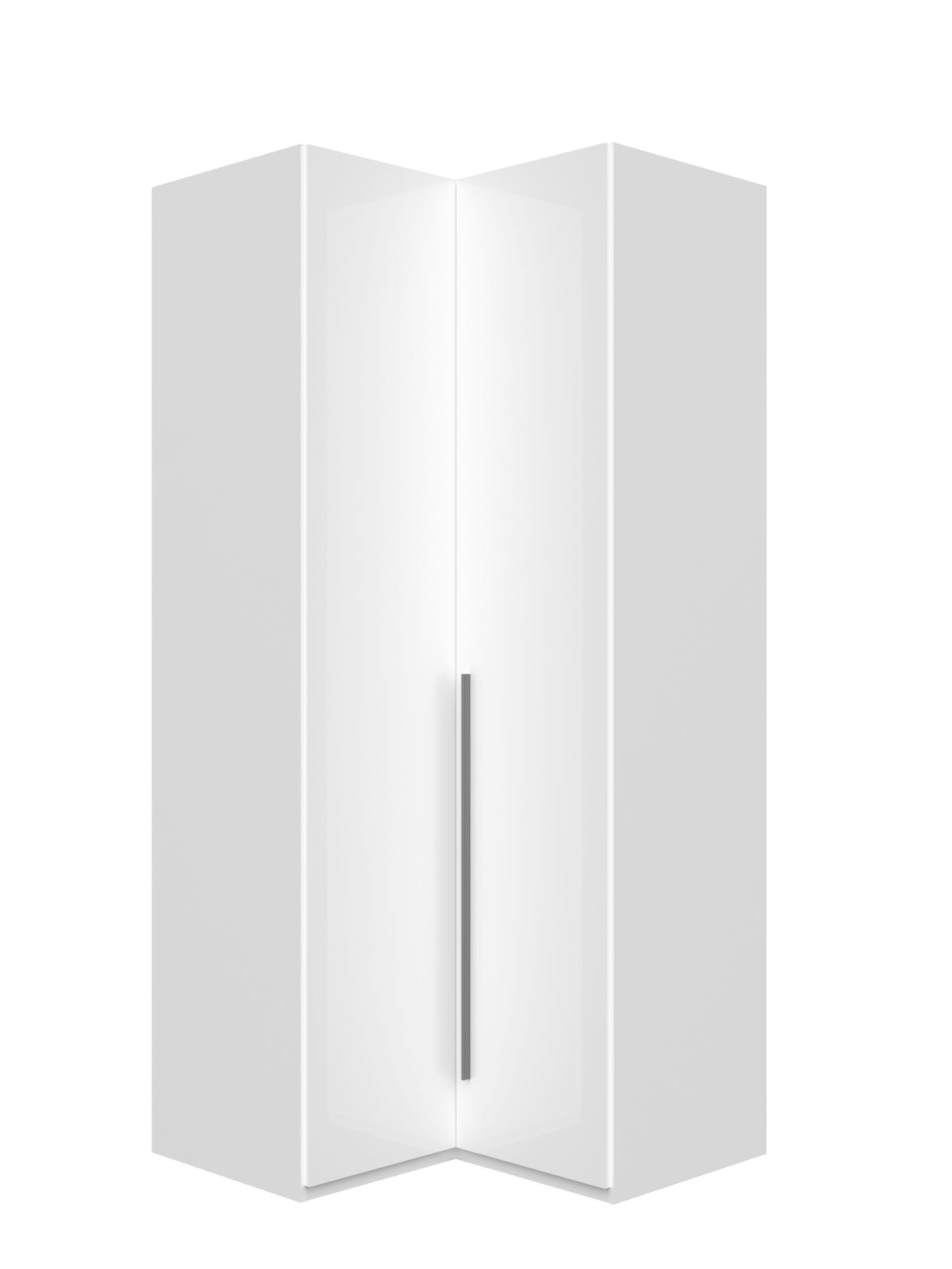 UGAONI ORMAR ZA ODEĆU - bela visoki sjaj/bela, Dizajnerski, pločasti materijal/plastika (102/224/56cm)
