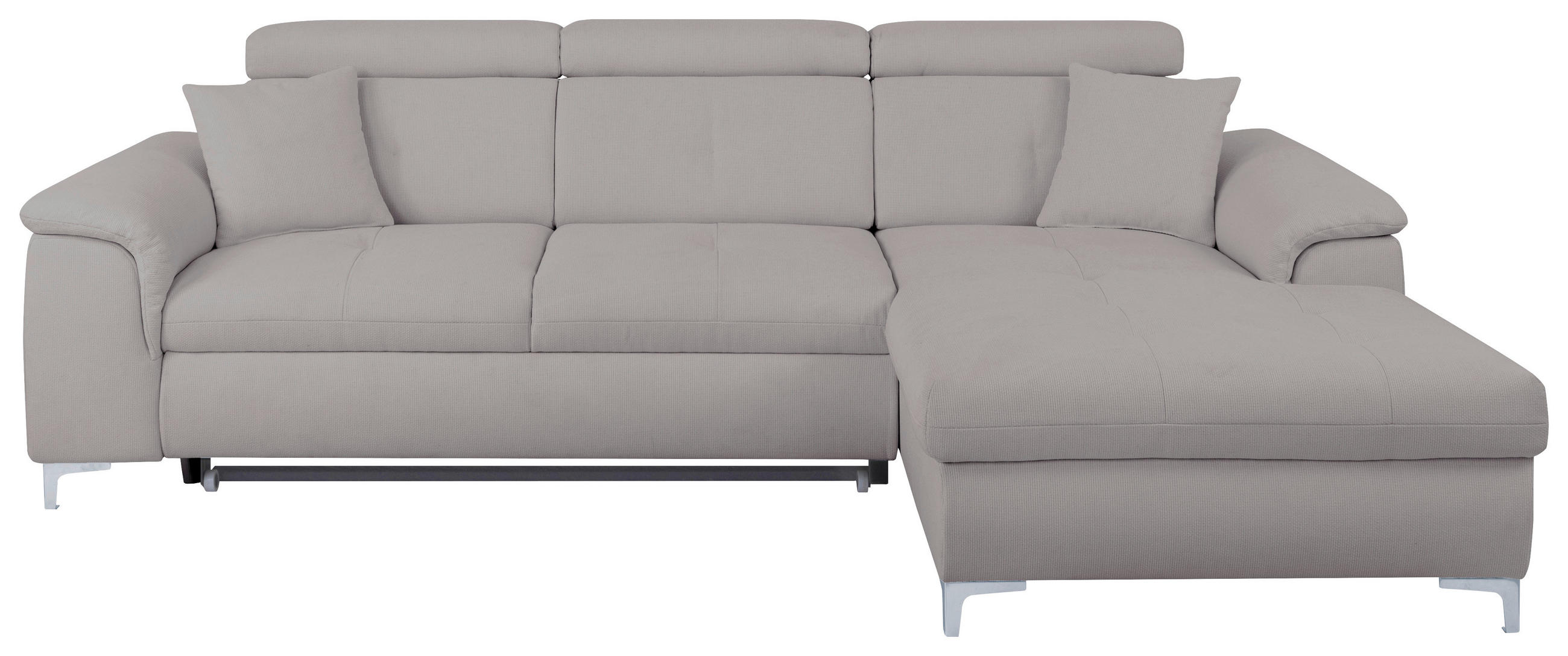 ECKSOFA in Flachgewebe Grau  - Chromfarben/Grau, Konventionell, Textil/Metall (268/175cm) - Carryhome