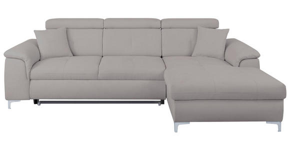ECKSOFA in Flachgewebe Grau  - Chromfarben/Grau, KONVENTIONELL, Textil/Metall (268/175cm) - Carryhome