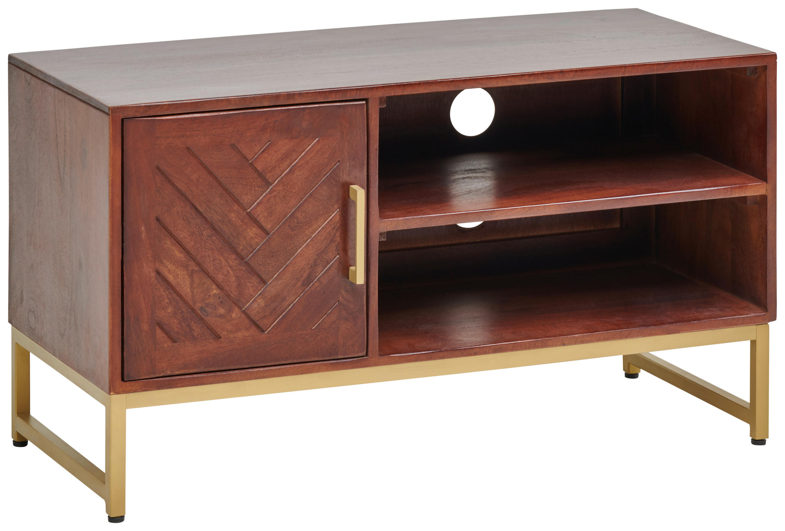 TV-SZEKRÉNY 90/50/40 cm  - diószínű/aranyszínű, Design, fém/fa (90/50/40cm) - MID.YOU