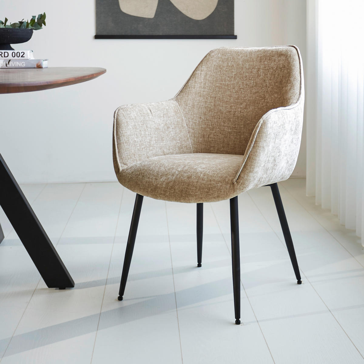 SADA STOLIČIEK S PODRÚČKAMI 2 kus - čierna/koňaková, Modern, kov/textil (61/84/59,5cm) - MID.YOU
