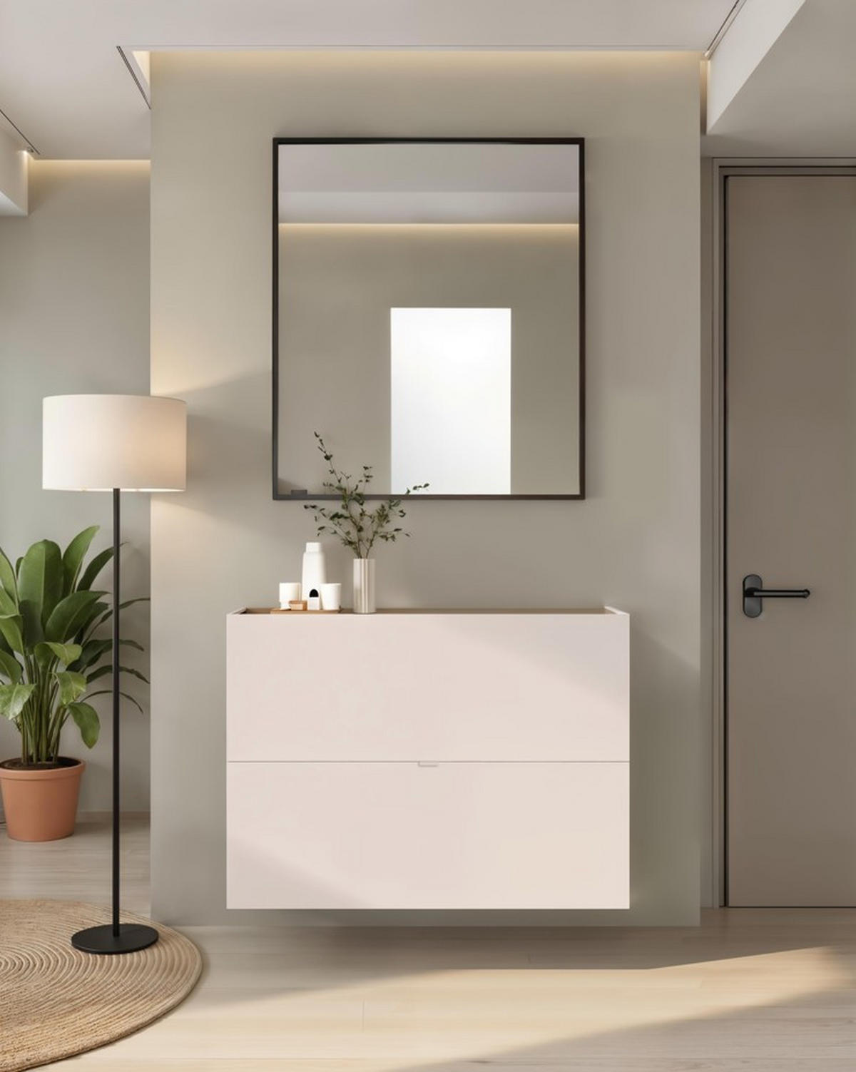 SCHUHKIPPER  in 104/77/29 cm  - Kaschmir/Eichefarben, Design, Holzwerkstoff/Metall (104/77/29cm) - MID.YOU