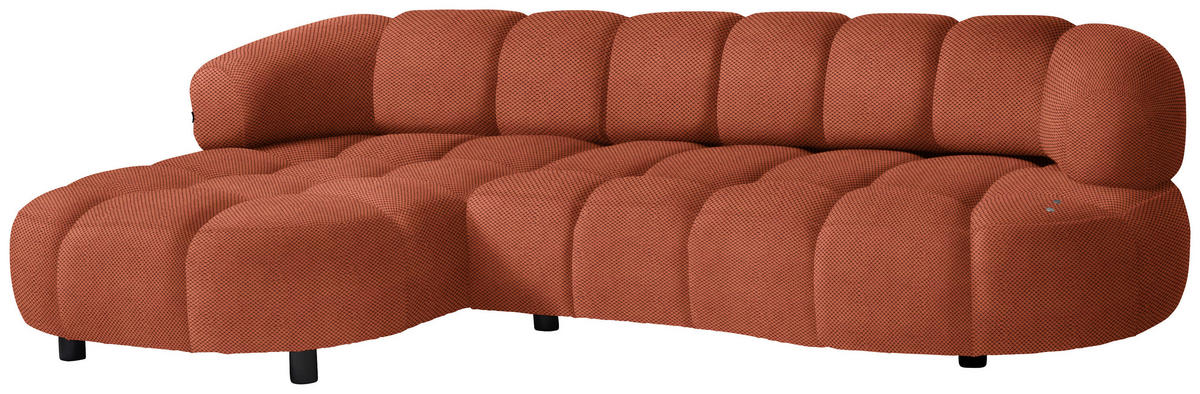 ECKSOFA in Webstoff Rostfarben  - Rostfarben/Schwarz, Design, Holz/Textil (183/284cm) - Welnova