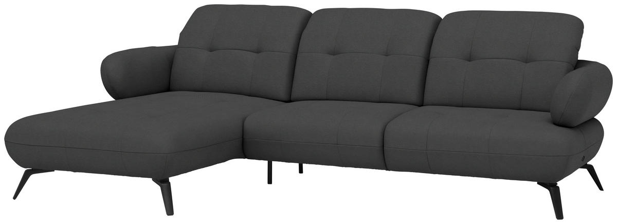 ECKSOFA Flachgewebe Anthrazit  - Anthrazit/Schwarz, Modern, Textil/Metall (180/282cm) - Novel