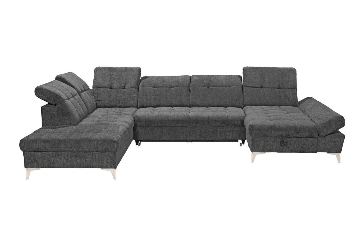 WOHNLANDSCHAFT Mikrovelours Graphitfarben  - Kaschmir/Graphitfarben, Modern, Kunststoff/Textil (245/348/168cm) - MID.YOU