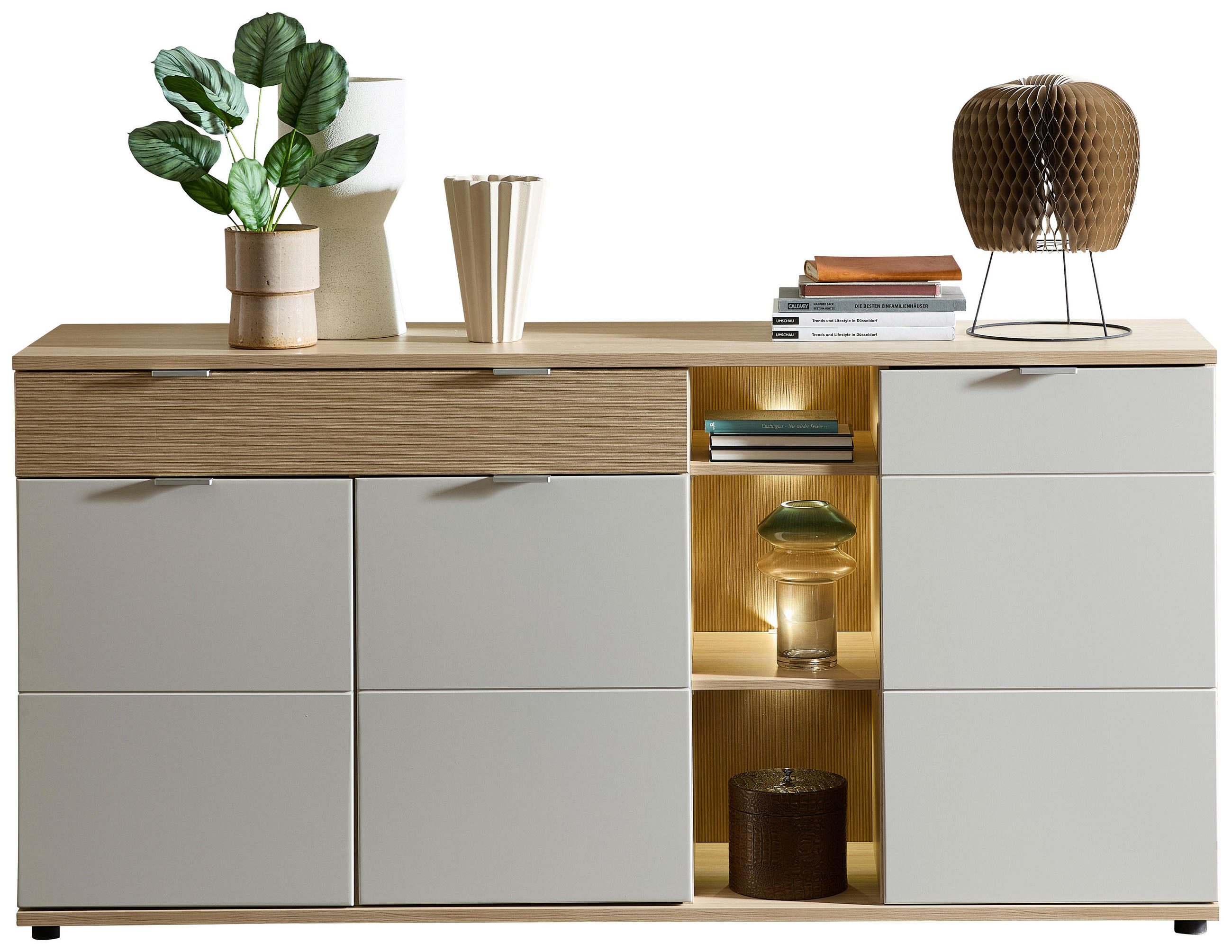 SIDEBOARD  in 178/87/44 cm  - Kaschmir/Eichefarben, MODERN, Holzwerkstoff/Metall (178/87/44cm) - Stylife