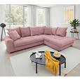 ECKSOFA Rosa Cord Rückenkissen, Armlehnenkissen, Bettkasten, Schlaffunktion, Rücken echt, Liegefläche im Originalstoff  - Schwarz/Rosa, KONVENTIONELL, Kunststoff/Textil (304/212cm) - Carryhome