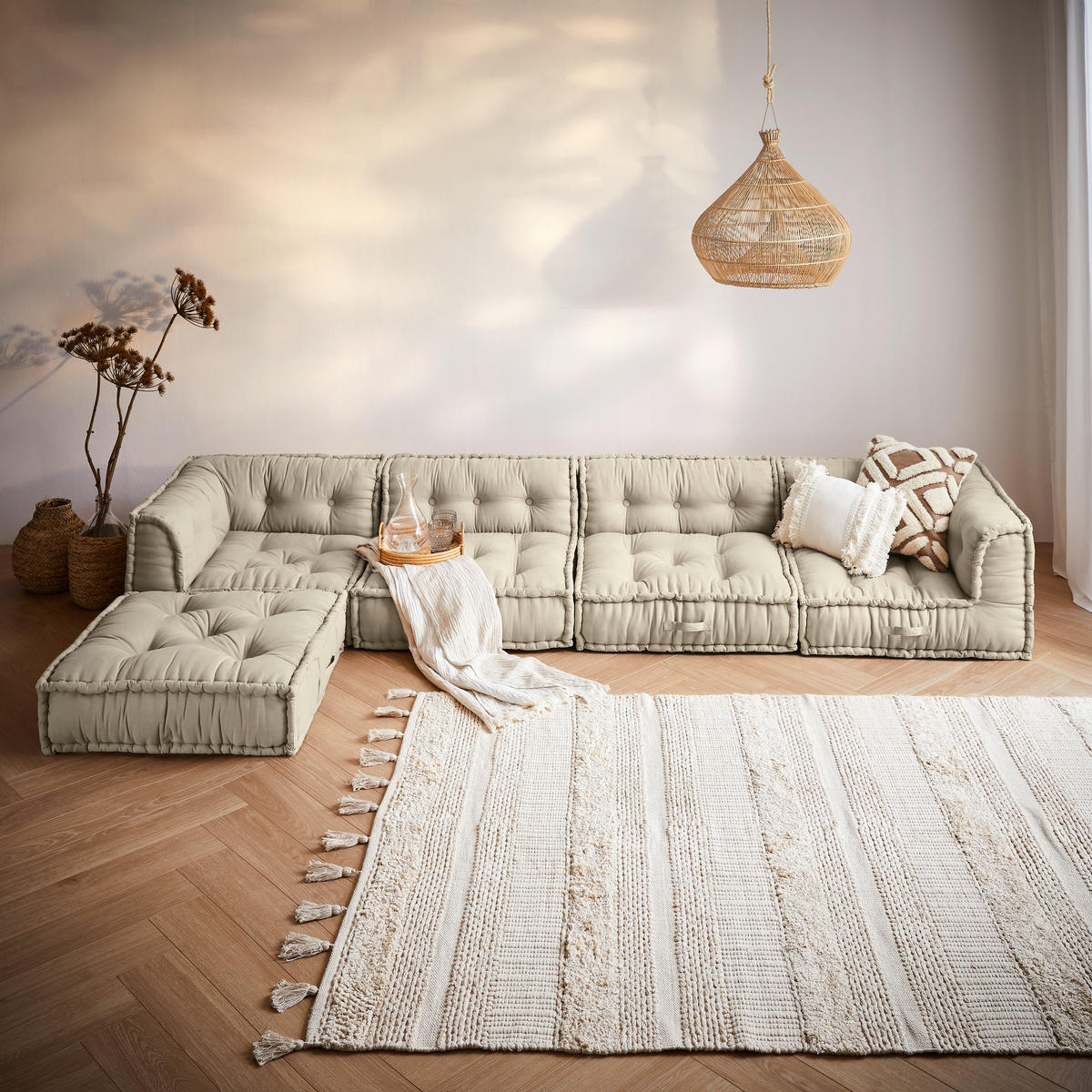 SOFAELEMENT Webstoff Sandfarben  - Sandfarben, Trend, Textil (80/43/80cm) - P & B