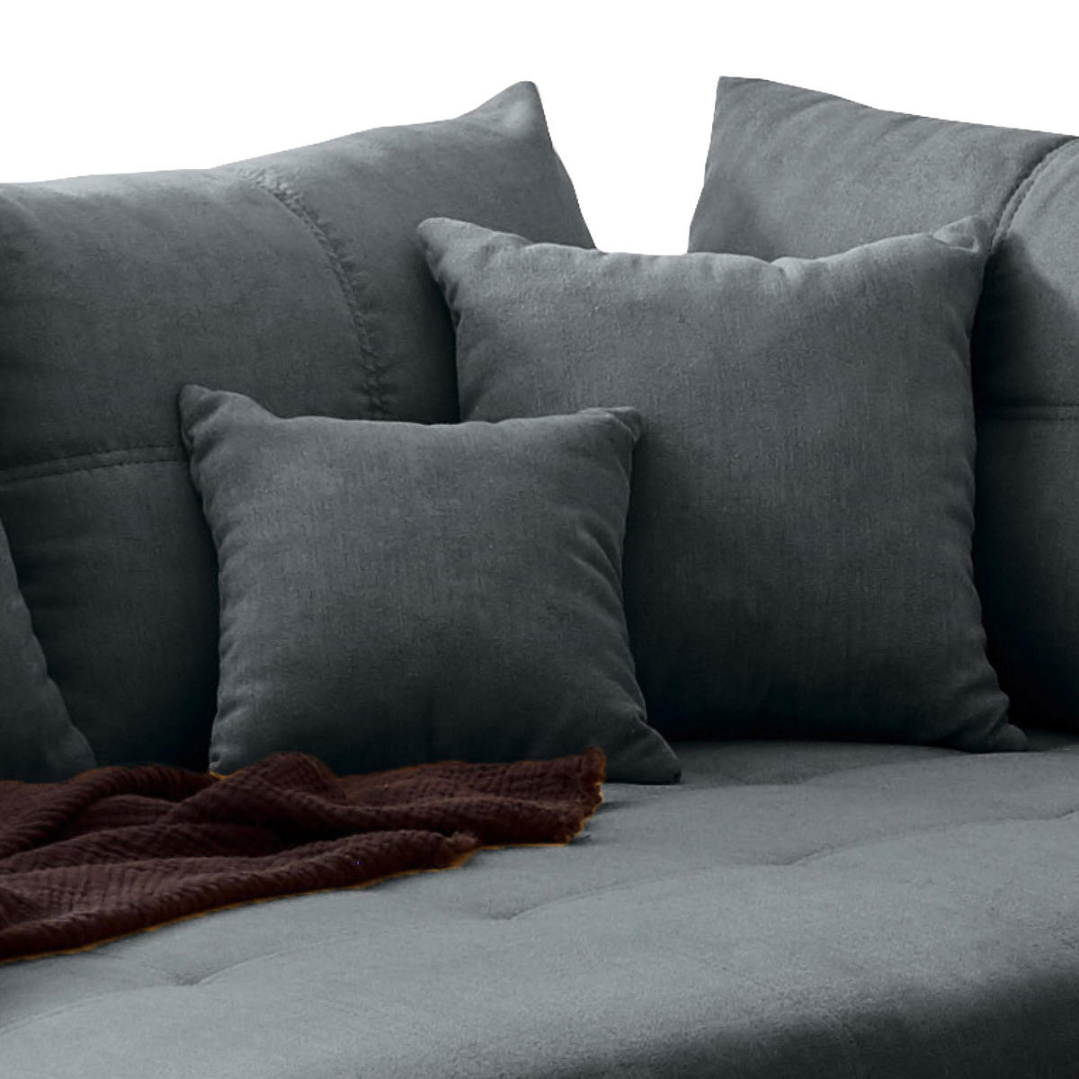 ECKSOFA inkl. Hocker Anthrazit Mikrovelours  - Anthrazit/Schwarz, Basics, Kunststoff/Textil (176/248cm) - MID.YOU