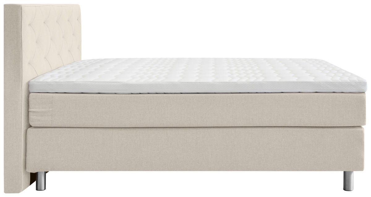 BOXSPRINGBETT 160/200 cm  in Beige  - Beige/Alufarben, Konventionell, Textil/Metall (160/200cm) - Welnova