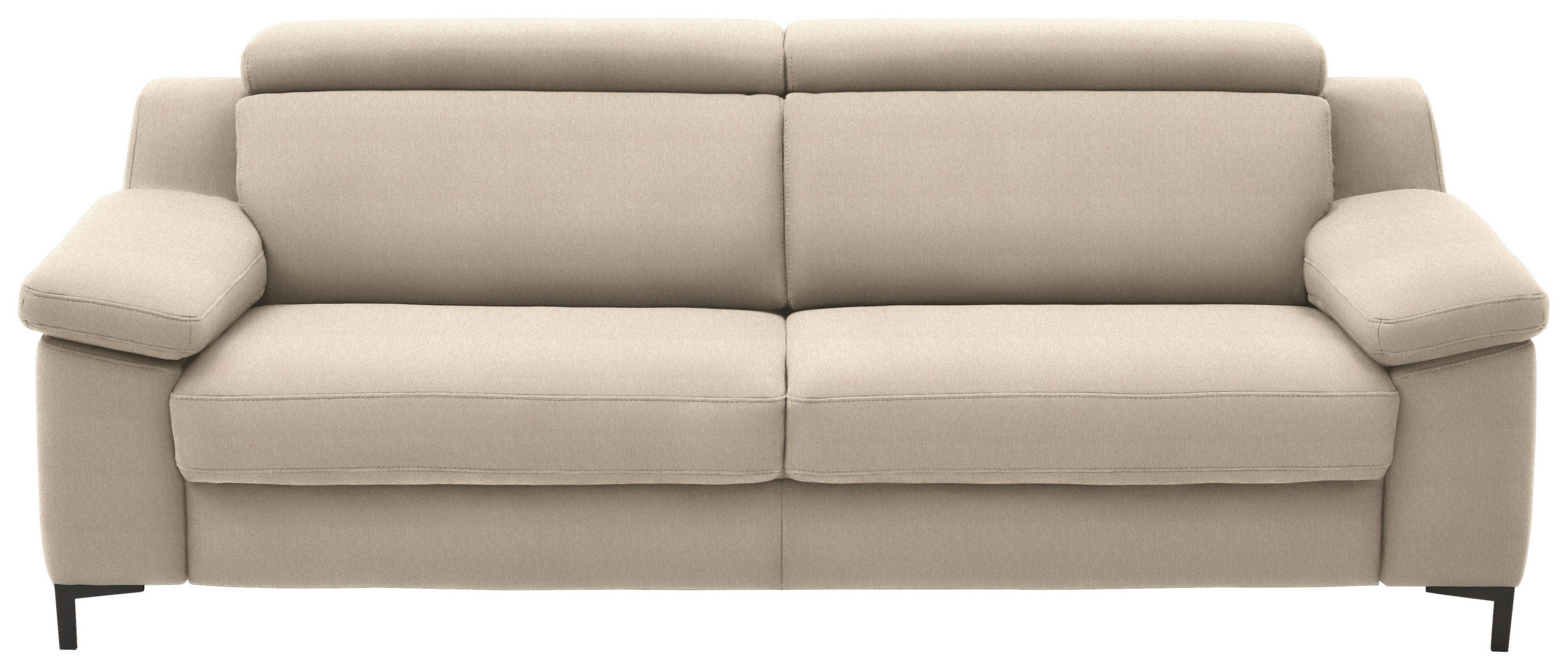 3-SITZER-SOFA in Chenille Sandfarben  - Sandfarben/Schwarz, Design, Textil/Metall (230/104/104cm) - Valdera
