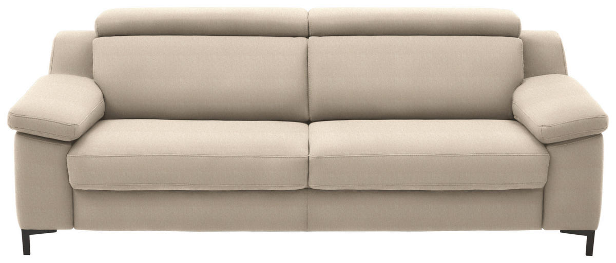 3-SITZER-SOFA Chenille Sandfarben  - Sandfarben/Schwarz, Design, Textil/Metall (230/104/104cm) - Valdera
