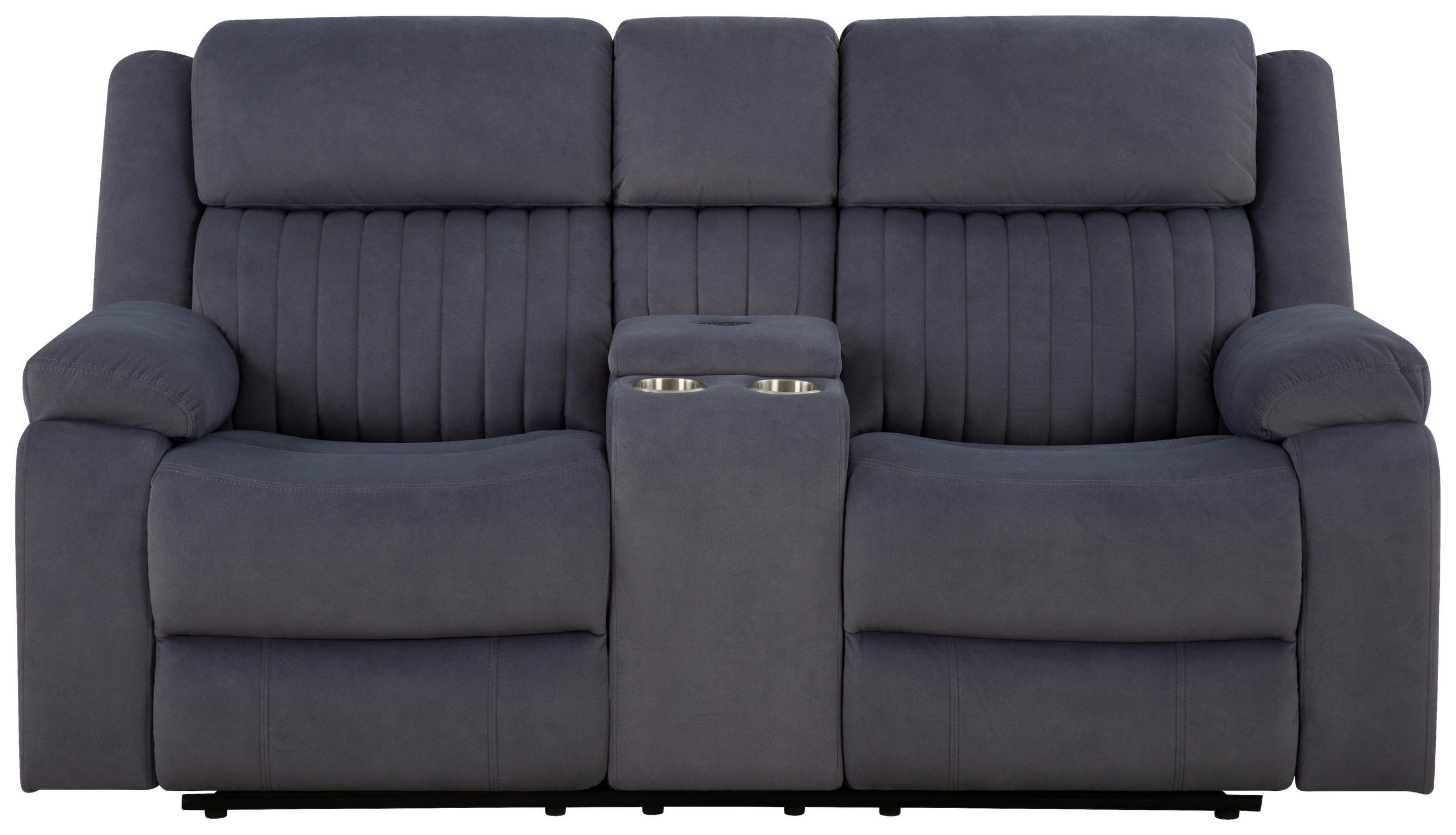 HEIMKINO-SOFA Velours Grau  - Grau, KONVENTIONELL, Textil/Metall (186/102/99cm) - MID.YOU