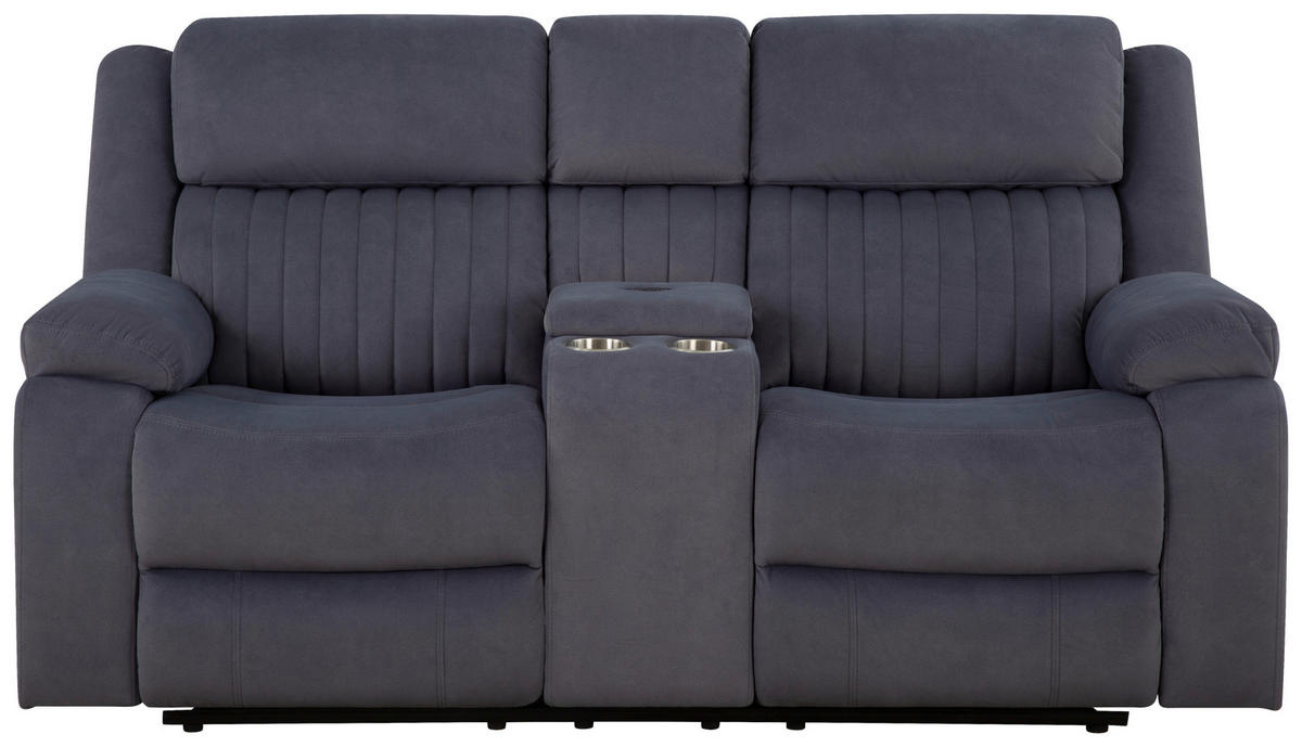 HEIMKINO-SOFA Velours Grau  - Grau, KONVENTIONELL, Textil/Metall (186/102/99cm) - MID.YOU