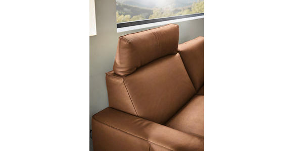 2,5-SITZER in Leder Cognac - Cognac/Schwarz, Design, Leder/Metall (200/102/92cm) - Johann Jakob