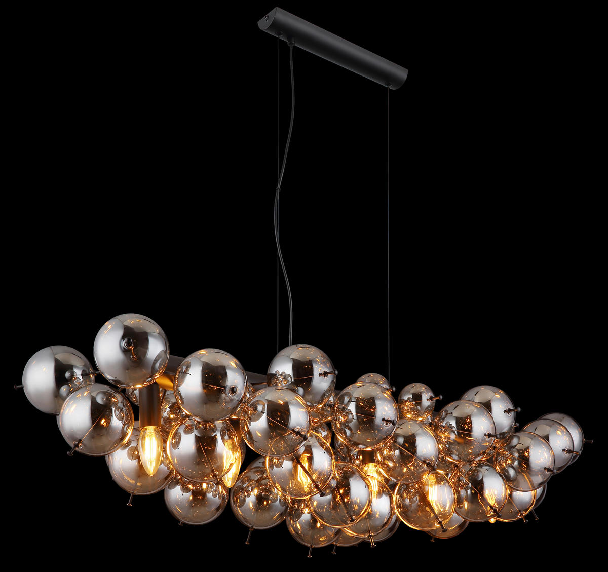 HÄNGELEUCHTE  103/47 cm   - Schwarz, Design, Glas/Metall (103/47cm) - Globo