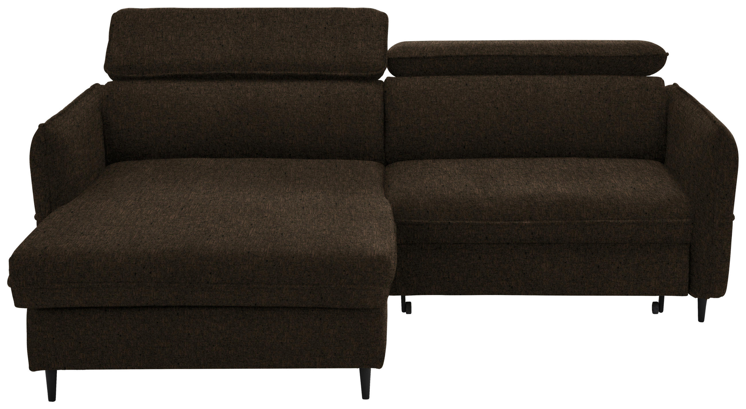ECKSOFA in Samt Dunkelbraun  - Dunkelbraun/Schwarz, Design, Holz/Textil (185/232cm) - Stylife
