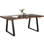 ESSTISCH in Holz, Metall, Glas 190/95/76 cm  - Schwarz/Naturfarben, Trend, Glas/Holz (190/95/76cm) - Ambia Home