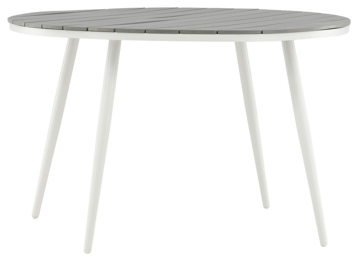 GARTENTISCH Metall, Kunststoff Grau, Weiß rund  - Weiß/Grau, KONVENTIONELL, Kunststoff/Metall (120/120/74cm) - Gardenson